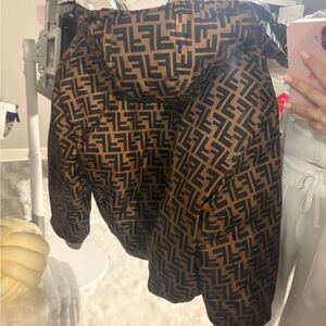 Fendi Brown & Black FF Logo Puffer Jacket